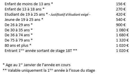 Tarifs individuels
